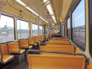 the inside of a train